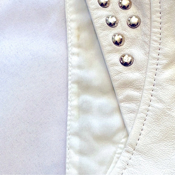 🔥Bebe Danica Leather Studded Vest Sexy Off White Medium NWT - Picture 7 of 9
